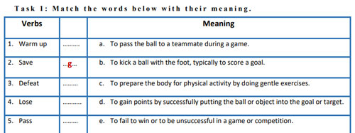 sports words worksheet pdf with key