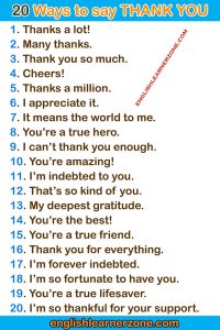 100 Other Ways to Say Thank You – English Learner Zone