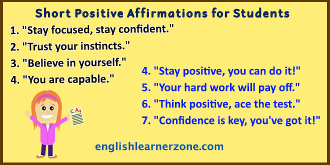 Short Positive Affirmations for Students from Teachers 