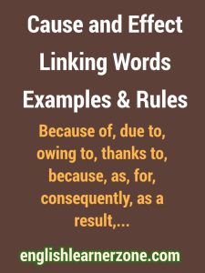 cause and effect linking words examples